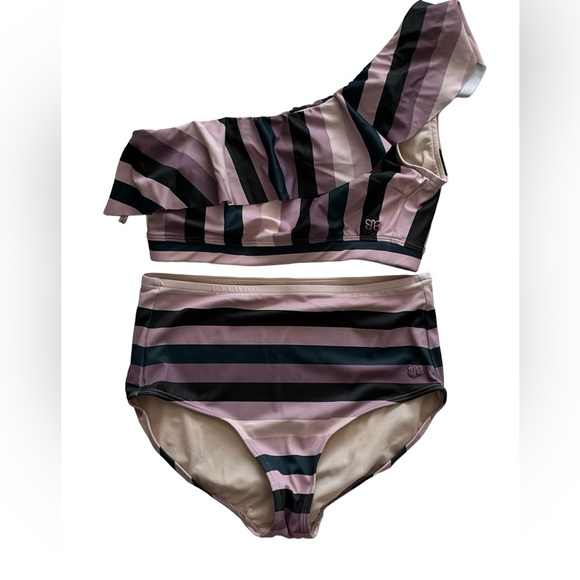 Albion fit icon wave striped one shoulder bikini set small - Picture 7 of 12